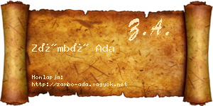 Zámbó Ada névjegykártya