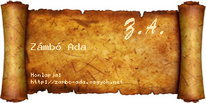 Zámbó Ada névjegykártya